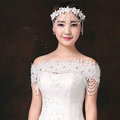 Luxurious Bride Crystal Lace Flower Wedding Shawl Nail Bead Tassel Bridal Shoulder Chain Jewelry