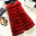 Calssic Luxury Genuine Real Whole Fox Fur Vest Fashion Women Medium-long Fur Gliet - Red