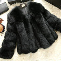Extre Luxury Genuine Real Whole Fox Fur Coats Fashion Women Short Fur Outerwear - Black