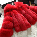 Extre Luxury Genuine Real Whole Fox Fur Coats Fashion Women Short Fur Outerwear - Red
