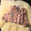 High Quality Natural Rabbit Fur Coat Women Fashion Short Warm Fur Outerwear - Pink