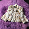 Hot sales Natural Rabbit Fur Coat Women Fashion Short Rabbit Fur Jacket - Natural Brown