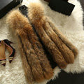 Luxury Genuine Real Whole Raccoon Fur Vest Fashion Women Medium-long Fur Gliet - Brown