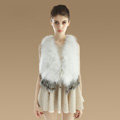 New Nature Turkey Fur Vest With Ostrich Fur Waistcoat Fashion Women Winter Fur Gilet - White