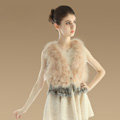 Sweety Nature Turkey Fur Vest With Ostrich Fur Waistcoat Fashion Women Fur Tassels Gilet - Beige