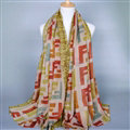Colorful Chiffon Scarf Shawls Winter Women Print Scarves 180*90CM - Beige