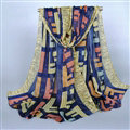Colorful Chiffon Scarf Shawls Winter Women Print Scarves 180*90CM - Blue