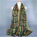 Colorful Chiffon Scarf Shawls Winter Women Print Scarves 180*90CM - Green