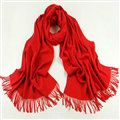 Exquisite Scarf Shawls Winter Warm Cashmere Solid Wholesale 200*60CM - Red
