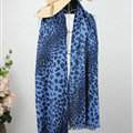 Fringed Leopard Print Scarf Shawls Women Winter Warm Cashmere Panties 180*70CM - Blue