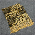 Fringed Leopard Print Scarf Shawls Women Winter Warm Cashmere Panties 180*70CM - Yellow