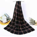 Plaid Women Scarf Shawls Winter Warm Wool Solid Scarves 200*100CM - Black