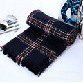 Plaid Women Scarf Shawls Winter Warm Wool Solid Scarves 200*100CM - Blue