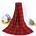 Plaid Women Scarf Shawls Winter Warm Wool Solid Scarves 200*100CM - Red