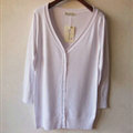 Autumn Winter Cardigans Solid Knitted Cardigan Sweater Slim Female All-Match Size - White