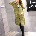 Fashion Sweater Female Striped Single Breasted Hooded Cardigan Pockets - Green
