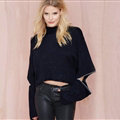 Style Sweaters Womens Opening Short Paragraph Collar Jacket Zipper - Black