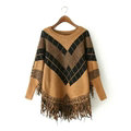Sweater Special Winter Cotton Thick Patchwork Women Tassel Explosion - Coffee