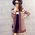 Sweater Temperament Ladies Cardigan Coat Long Open Stitch Flat Knitted Fashion - Red