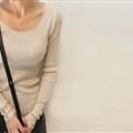 Winter Sweater Solid Tight Shirt Womens Stretch Thick - Beige