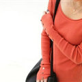 Winter Sweater Solid Tight Shirt Womens Stretch Thick - Orange