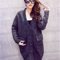 Winter Sweater V Collar Thick Flat Knitted Female Warm - Dark Grey