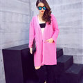 Winter Sweater Wowen Cardigan Solid Coat Thick Loose Sleeved Warm - Pink