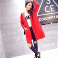 Winter Sweater Wowen Cardigan Solid Coat Thick Loose Sleeved Warm - Red