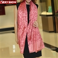 Cute Leopard Print Scarf Shawls Women Winter Warm Silk Panties 185*70CM - Red