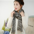 Fringed Zebra Print Scarf Scarves For Women Winter Warm Cotton Panties 190*58CM - Brown
