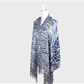 Fringed Zebra Print Scarves Wrap Women Winter Warm Acrylic Panties 190*70CM - Blue