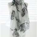 Zebra Print Scarf Scarves For Women Winter Warm Cotton Panties 180*100CM - White