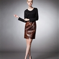 Classy Dresses Leopard Print Women Long Sleeve Knee Length - Brown Black
