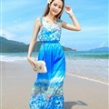 Cute Dresses Summer Girls Affordable Flower Bohemian Coast Chiffon Long - Blue