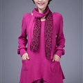 Fashion Dresses Winter Ladies Leopard Print Chiffon Plus Size Knitted - Rose