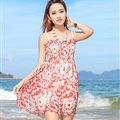 Sweet Dresses Summer Girls Affordable Flower Bohemian Coast Chiffon - Red