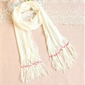 Cheapest Fringed Scarves Wraps Women Winter Warm Wool Solid 185*55CM - White