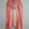 Classic Beaded Scarf Scarves For Women Winter Warm Cotton Panties 215*85CM - Pink