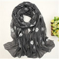 Discount Embroidered Floral Scarves Wrap Women Winter Warm Cotton 200*80CM - Dark Grey