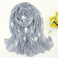 Discount Embroidered Floral Scarves Wrap Women Winter Warm Cotton 200*80CM - Grey