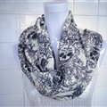 Discount Skull Scarf Scarves For Women Winter Warm Cotton Panties 170*70CM - Black
