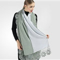 Good Floral Lace Scarves Wrap Women Winter Warm Polyester 210*65CM - Green Blue