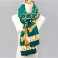 Vintage Plaid Skull Scarves Wrap Women Winter Warm Polyester 200*33CM - Green
