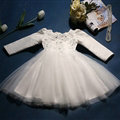 Cute Dresses Winter Flower Girls Diamond Cotton Wedding Party Dress - White