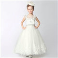 Cute Skirts Winter Flower Girls Long Diamond Wedding Party Dress - White