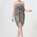 Dresses Summer Women Backless Leopard Print Short Chiffon Fringe - Blue