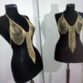Fashion Women Sexy Body Chain Bra Slave Harness Necklace Tassel Jewelry - Gold