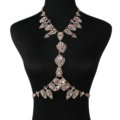 Gorgeous Rhinestone Flower Collar Pendant Necklace Dress Decro Body Chains Jewelry - Gold