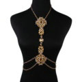 Luxury Crystal Flower Belly Body Chain Dinner Party Decro Pendant Necklace Jewelry - Champagne