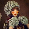 New Sweety Pearl Flower Knitted Wool Hats Girls Winter Warm Lace Beret Caps - Green